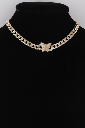 Jeweled Butterfly Chain Necklace
