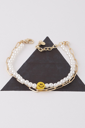 Bead N Chain Smiley Face Bracelet