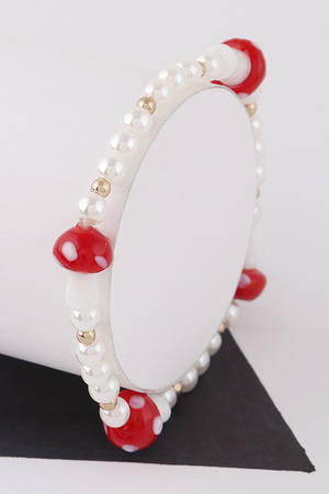 Beaded Mushroom Charm Bracelet
