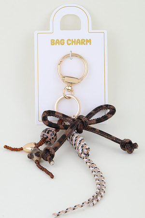 Leopard Print Braided Tassel Bag Charm