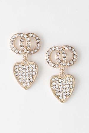 Bejeweled Heart N Ring Earrings