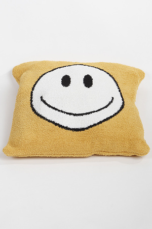 Smiley Face Fur Cushion Cover