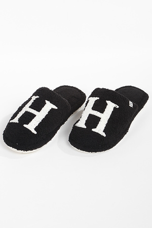 Black H Fur Slippers