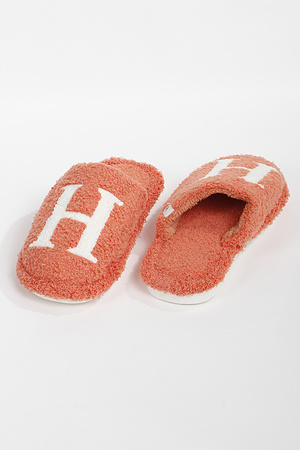 Orange H Fur Slippers
