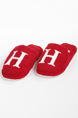 Red H Fur Slippers