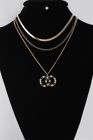Laced OO Chain Necklace N Earrings Set