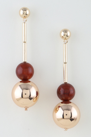 Two Toned Stone Drop Earrings