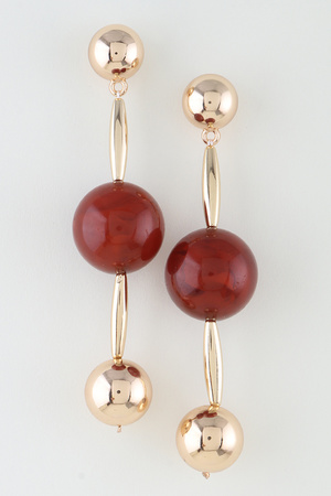 Modern Triple Stone Beaded Drop Earrings