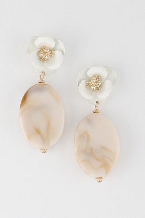 Lovely Marbled Flower Drop Earrings