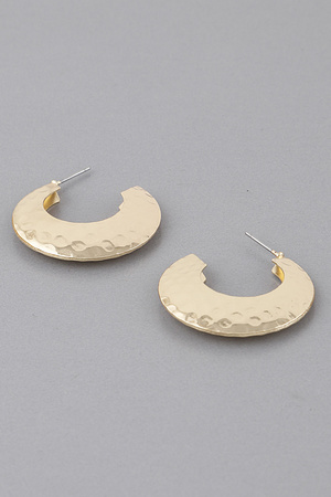 Hammered Concave Hoop Earrings