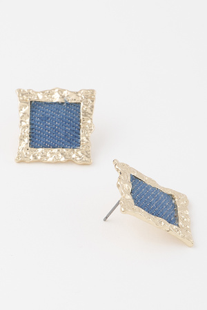 Vintage Square Button Stud Earrings