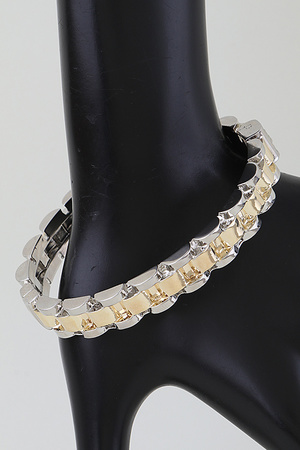 Two Toned Box Chain Cuff Bracelet