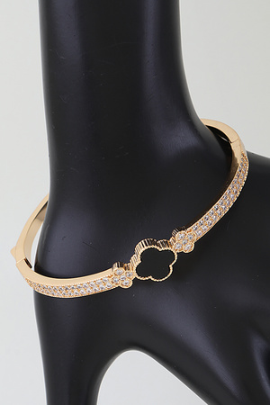 Bejeweled Clover Cuff Bracelet