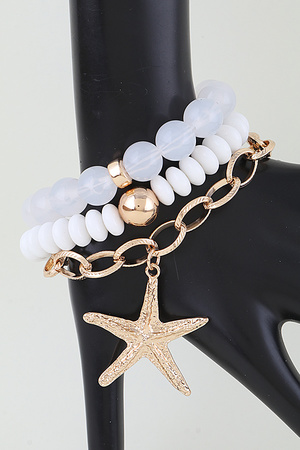 Hammered Starfish Chain Beaded Bracelets