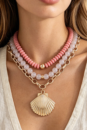 Multi Seashell Chain Beaded Necklace