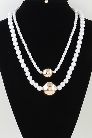 Double Polished Pearl Beaded Necklace