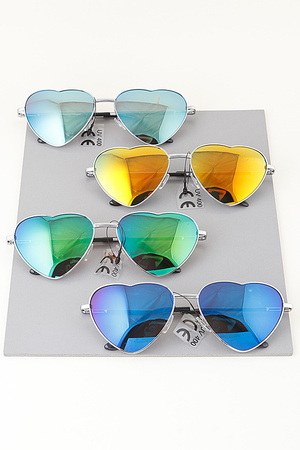 Delicate Mirrored Heart Sunglasses
