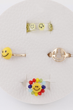 Smiley Face Rings Set