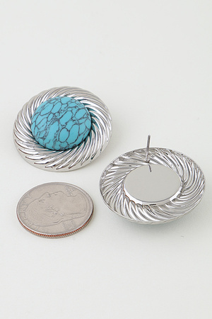 Spiral Crackle Stone Stud Earrings