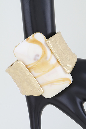 Hammered Cubic Stone Cuff Bracelet