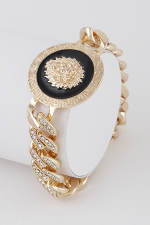 Jeweled Lion Emblem Bracelet