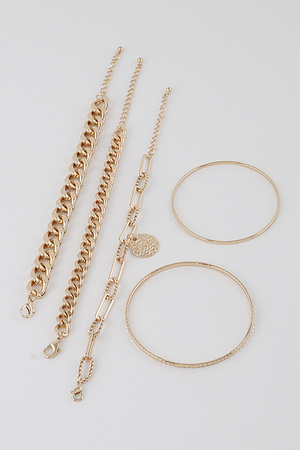 Multi Pendant Curb Chain Bracelet