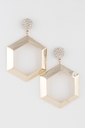 Open Cut Hexagon Drop Earrings