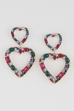 Twin Crystal Heart Earrings
