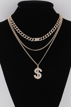 Jeweled Dollar Sign Necklace