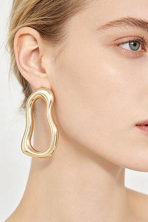 Polished Abstract Ripple Earrings