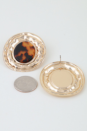 Hammered Marble Stone Frame Earrings