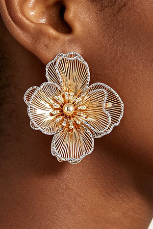 Delicate Glitter Blooming Flower Earrings