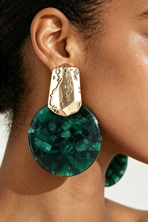 Modern Flake Stone Disc Earrings
