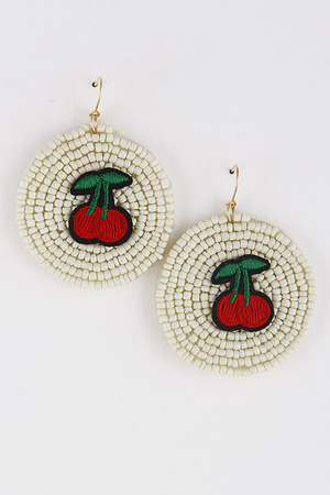 Cherry Bead Embroidered Earrings 9EAB10