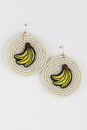 Banana Bead Embroidered Earrings 9EAB10