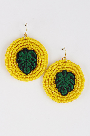 Leaf Bead Embroidered Earrings 9EAB10
