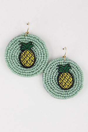 Pineapple Bead Embroidered Earrings 9EAB9