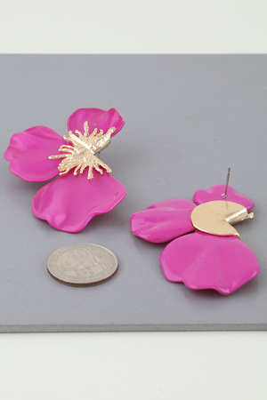 Bright Half Poppy Flower Earrings