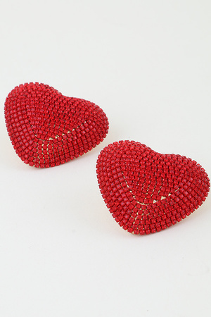 Cubic Bejeweled Heart Stud Earrings