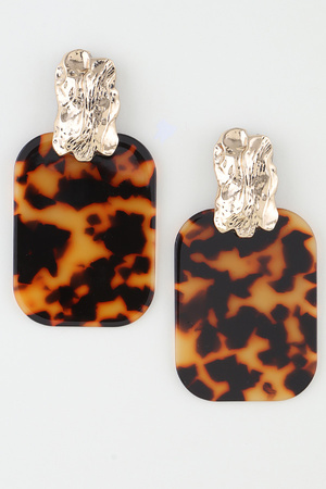Hammered Tortoise Frame Drop Earrings