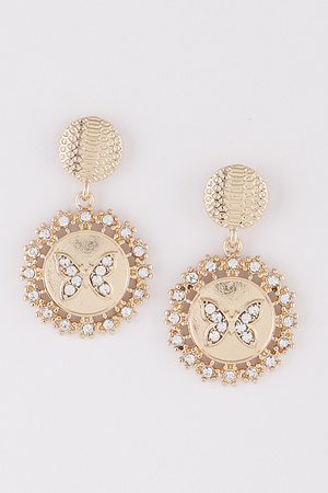 Jeweled Butterfly Pendant Earrings