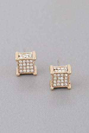 Rhinestone Cube Earrings