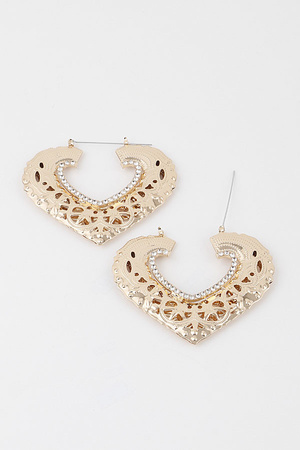 Jeweled Heart Hoop Earrings