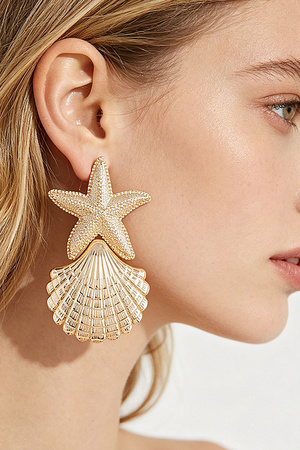 Polished Starfish Shell Drop Earrings