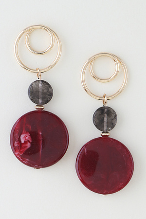 Modern Stone Disc Drop Earrings
