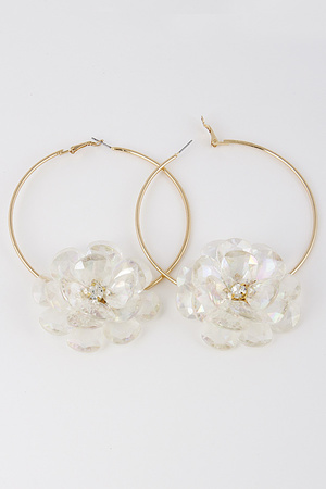 Thin Hoop Earrings With Flower Detail 8EBC10