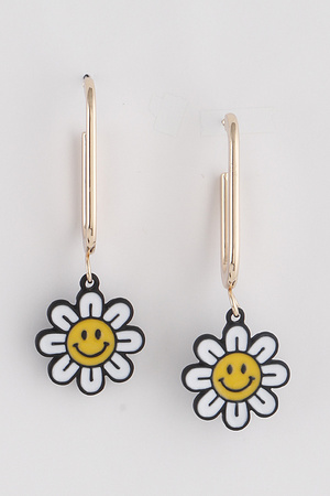 Smiley Flower Clip Earrings
