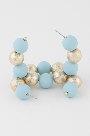 Two Toned Beaded Hoop Earrings