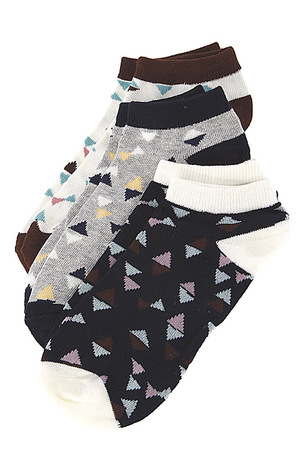 Two Tone Triangle Triple Set Ankle Sock 5CCH