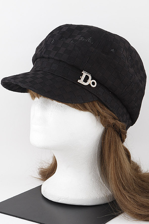 Jeweled D Checker Weave Cap